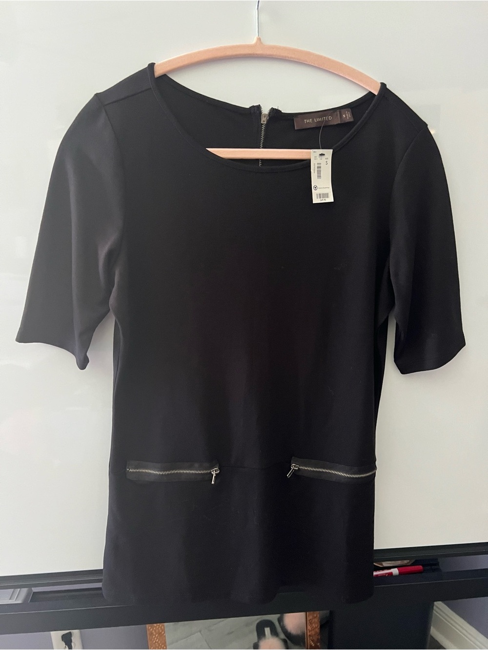 The Limited Black Midi Dress with Front Zippers